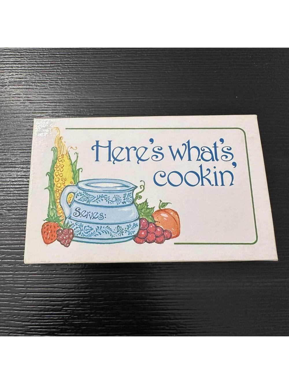 Vintage Recipe Card Box Set Here’s What’s Cookin’ 60 Cards Kitchen Country NOS